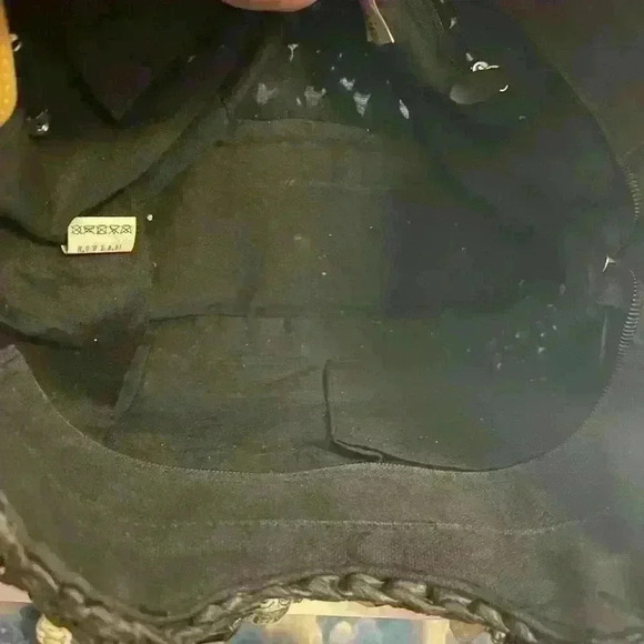 Kelly & Katie Woven Black Shoulder Bag Tote with Round Beaded Handles - Picture 8 of 17